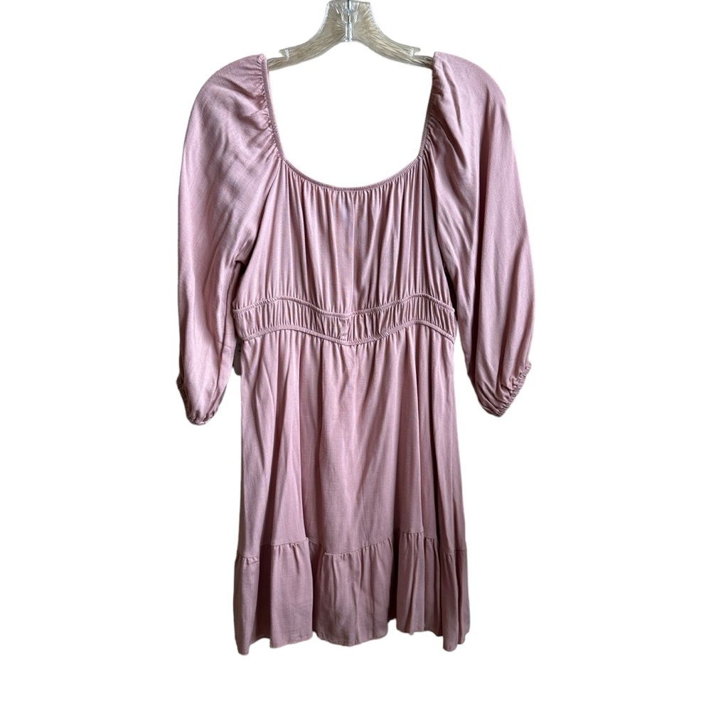 NWT Altar’d State Dusty Rose Long Sleeve Babydoll Mini Dress Sz Medium - Picture 2 of 7